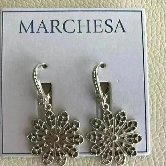 Marchesa GOLD TONE Filigree Drop Earrings - Picture 2 of 5